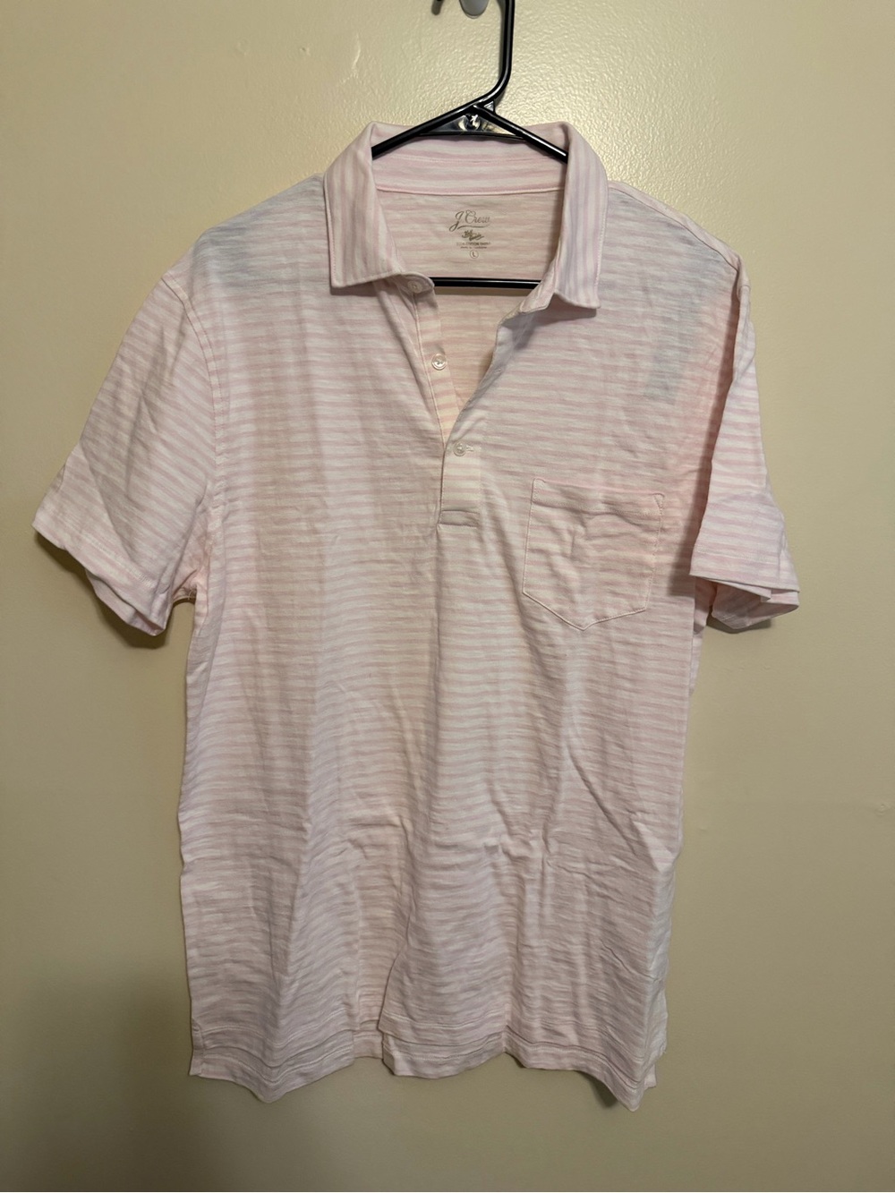 J. Crew Pale Pink Striped Polo Shirt